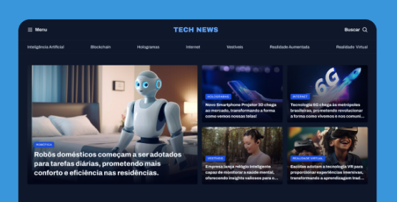 Homepage de um portal de notícias sobre a área de tecnologia