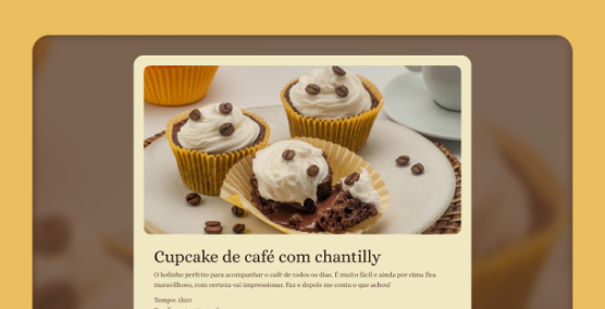 Página com o passo a passo de uma receita para cupcakes